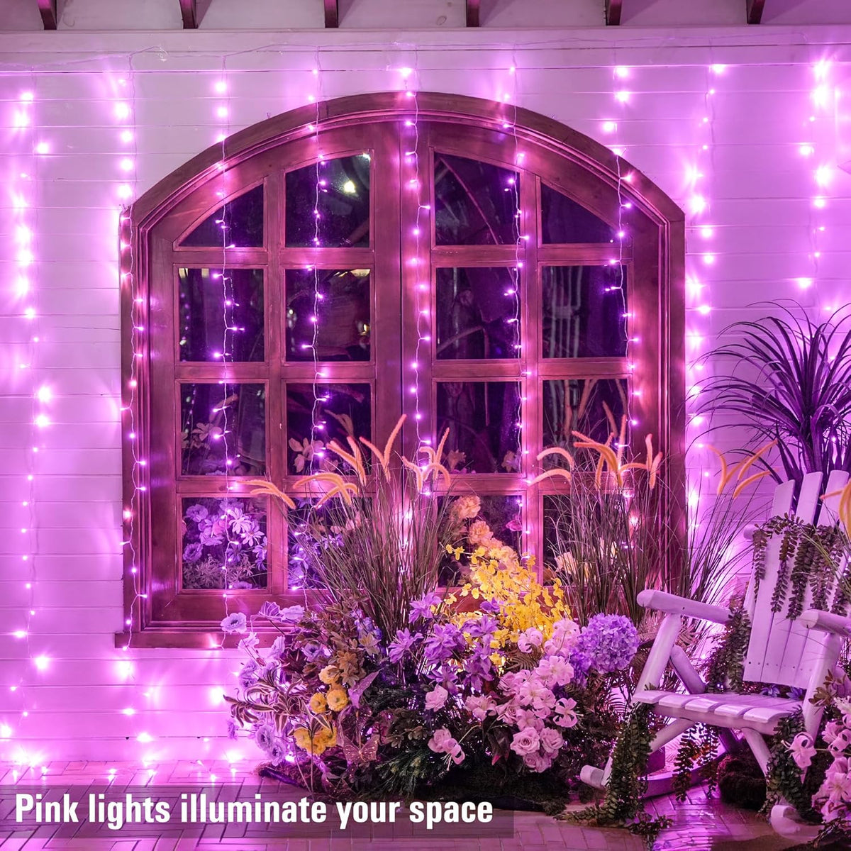 300 LED Curtain Lights, Pink String Lights for Bedroom, 9.8X9.8 Ft
