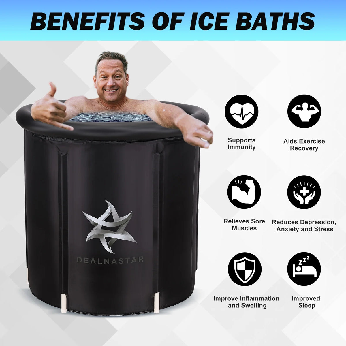 Portable Ice Bath Tub, 88 Gal Cold Plunge for Athletes - Durable Inflatable Design, Indoor/Outdoor Use