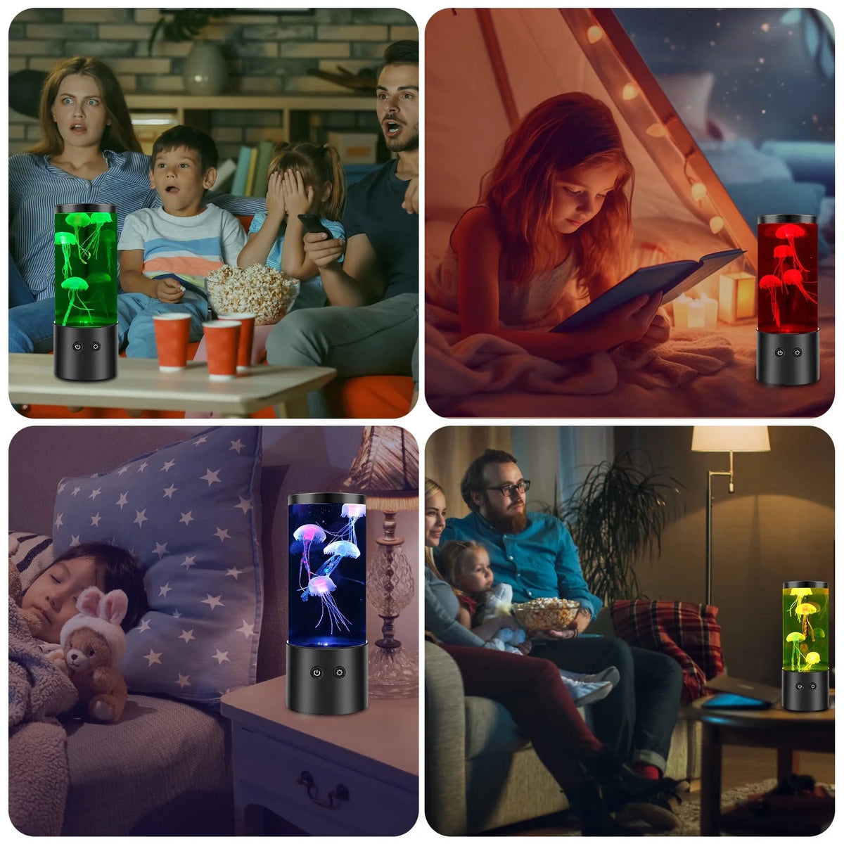 LED Jellyfish Lamp with 7 Colors Changing Jellyfish Night Light Fantasy Jellyfish Aquarium Lamp Decorative Jellyfish Tank Mood Lights,9.06*3.54In