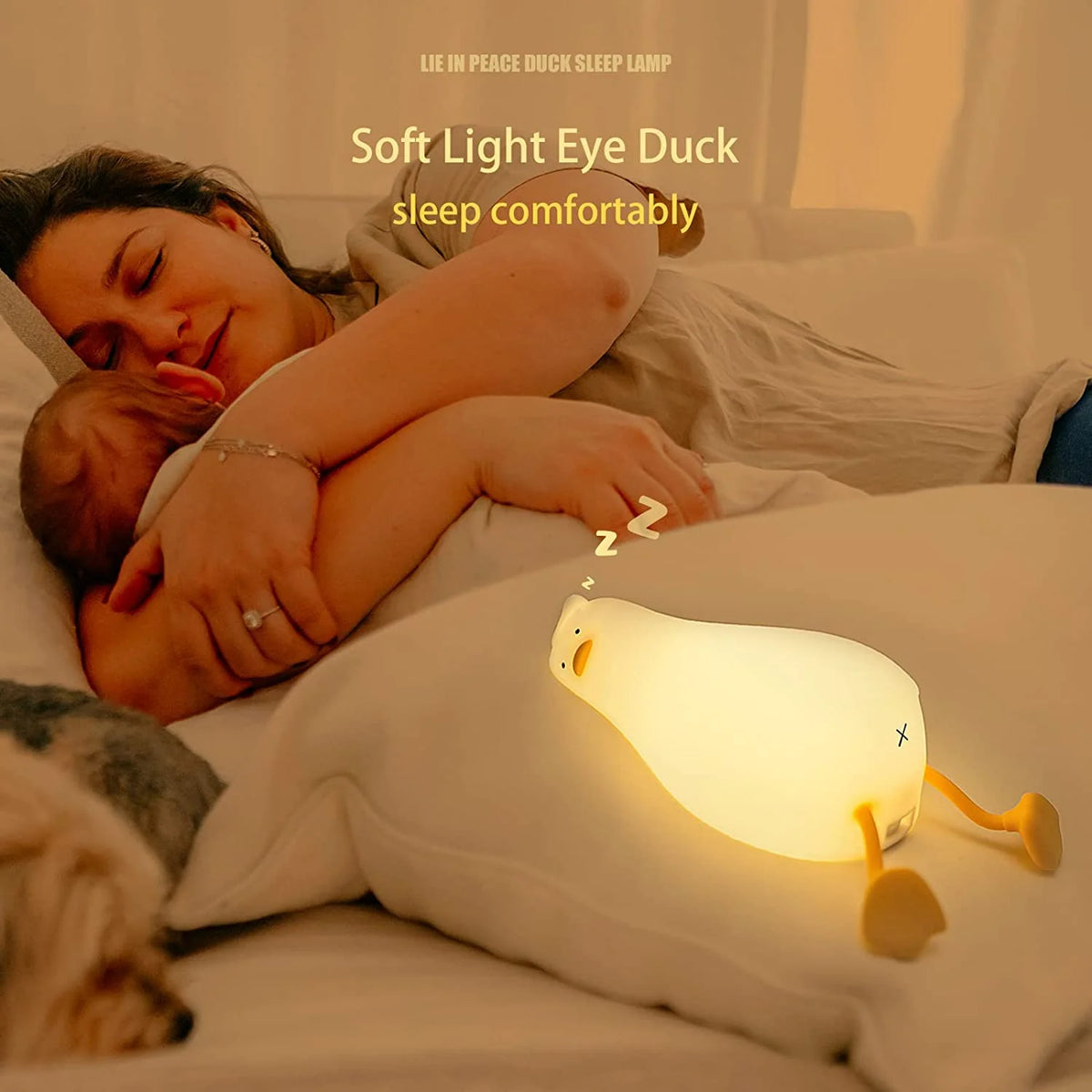 Lying Flat Duck Night Light LED Squishy Duck Lamp Cute Light Duck Silicone Dimmable Nursery Nightlight Rechargeable Bedside Touch Lamp Breastfeeding