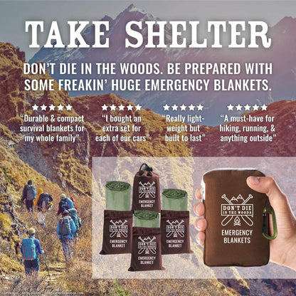 Don’T Die in the Woods – Freakin’ Huge Emergency Blankets [Green]