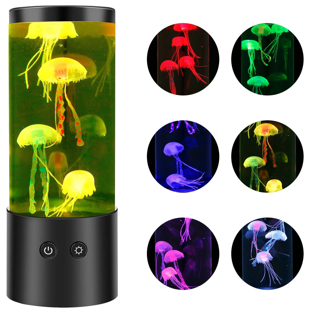 LED Jellyfish Lamp with 7 Colors Changing Jellyfish Night Light Fantasy Jellyfish Aquarium Lamp Decorative Jellyfish Tank Mood Lights,9.06*3.54In