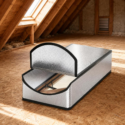 Attic Door Insulation Cover 25"X54"X11", Energy Saving Tent Attic Stairs Cover Ladder Pull down Insulator, R-Value 15.5 Thicken Aluminum Foil Stairway Insulation with Zipper Fireproof