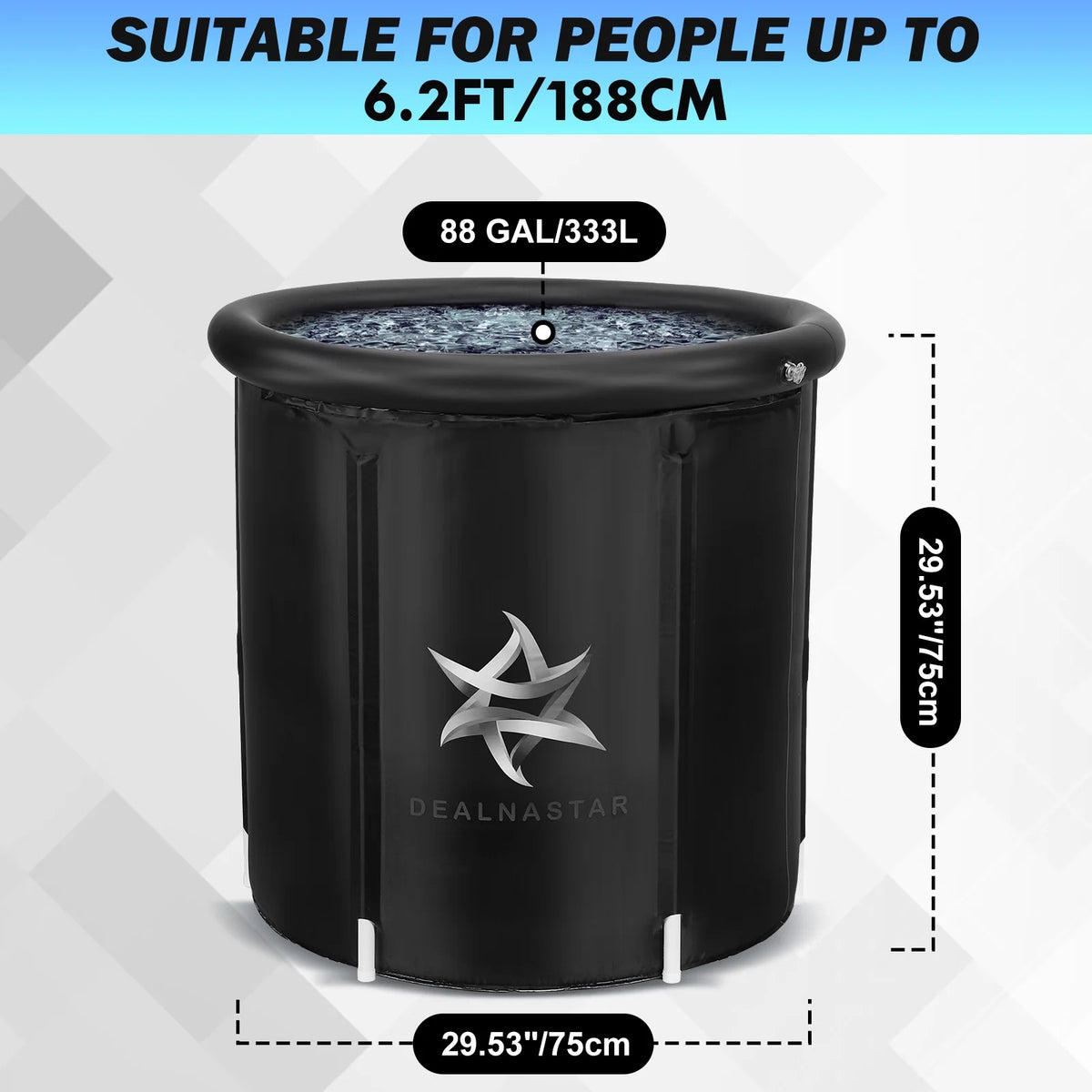 Portable Ice Bath Tub, 88 Gal Cold Plunge for Athletes - Durable Inflatable Design, Indoor/Outdoor Use