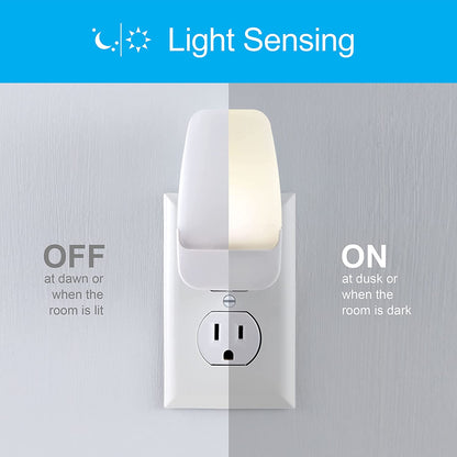 GE Plug in Night Light, Dusk to Dawn Sensor, Warm White 3000K, 8 Pack