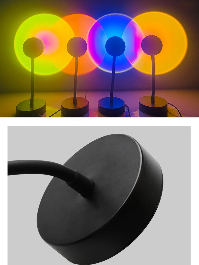 ZK20 Sunset Lamp Led Projector Remote Control Rainbow Atmosphere Night Light Photographic Home Background Wall Decoration Lamp