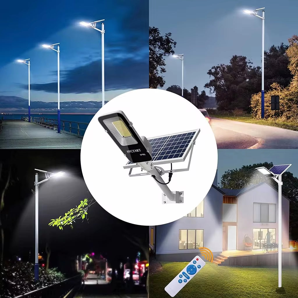 200W Powerful Solar Light Outdoor Solar Street Light 6000Mah Waterproof Automatic Dusk to Dawn Street Light for Garage Garden