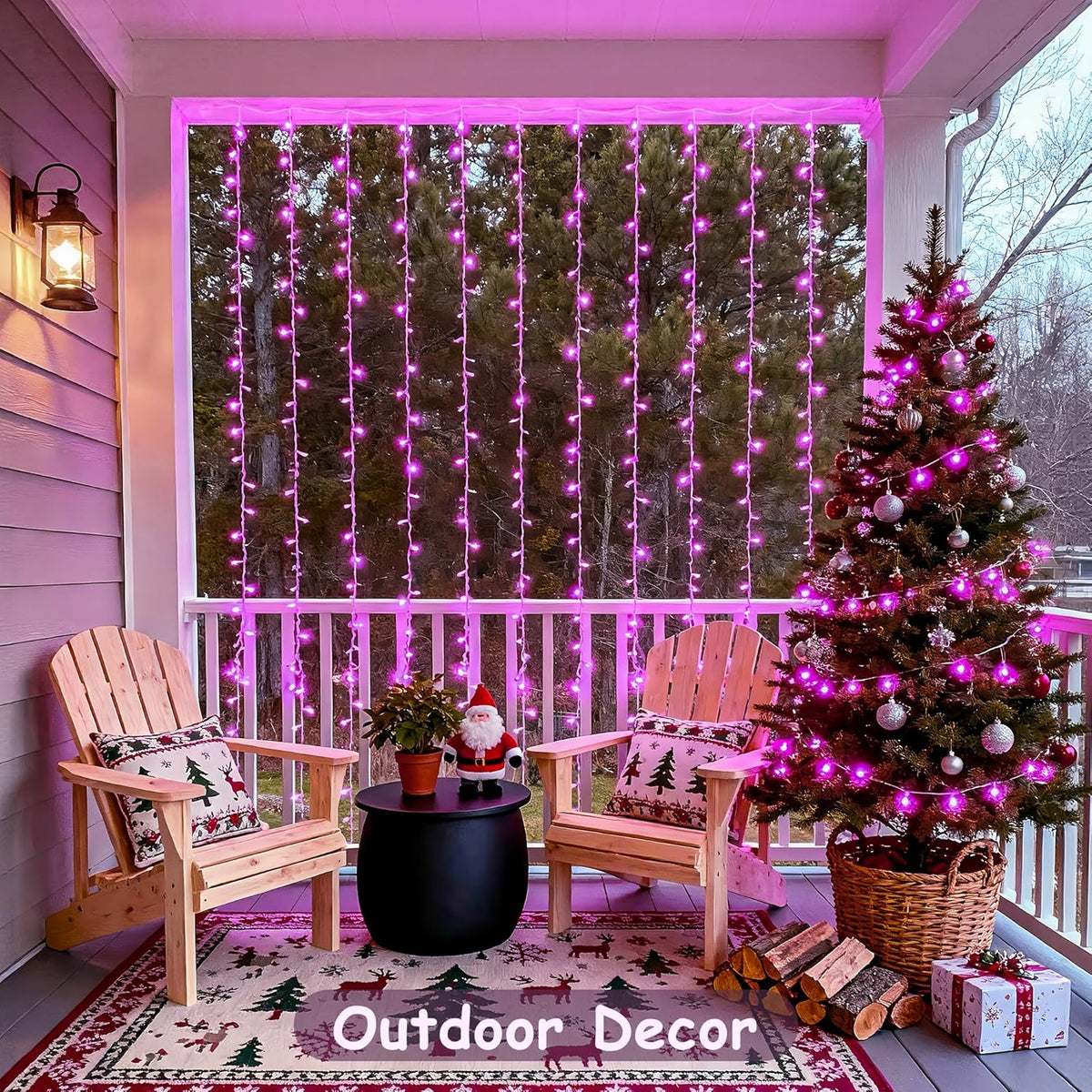 300 LED Curtain Lights, Pink String Lights for Bedroom, 9.8X9.8 Ft