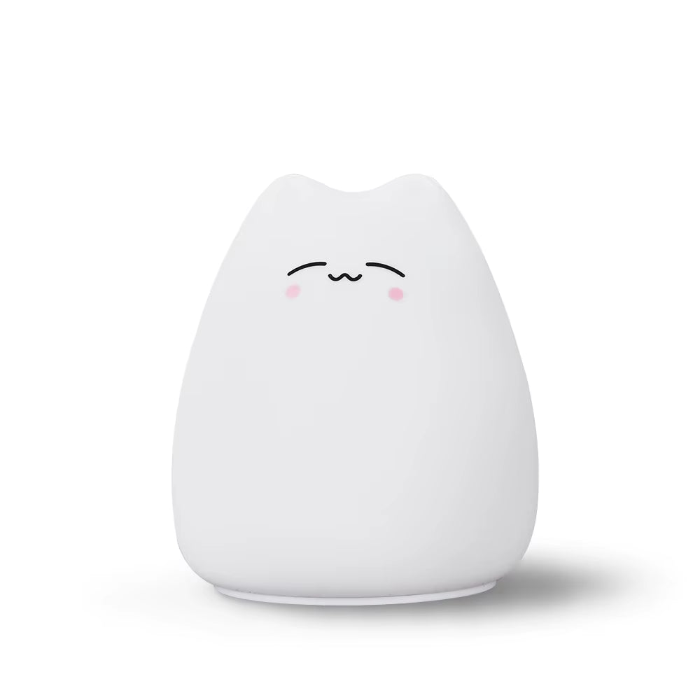 Mini Popular Cat Baby Night Lamp 7-Color Pat Touch Color-Changing Eye Protection Bedroom Bedside Night Light Gift Children