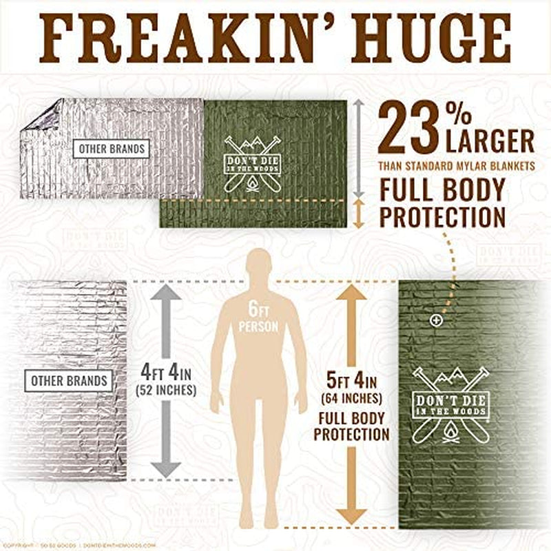Don’T Die in the Woods – Freakin’ Huge Emergency Blankets [Green]